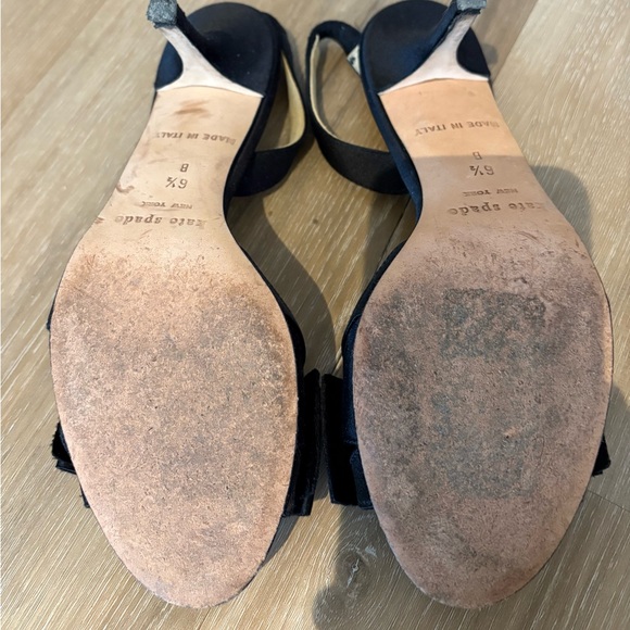 Kate Spade Black Slign Back Heels with Bow Accent - Picture 3 of 3